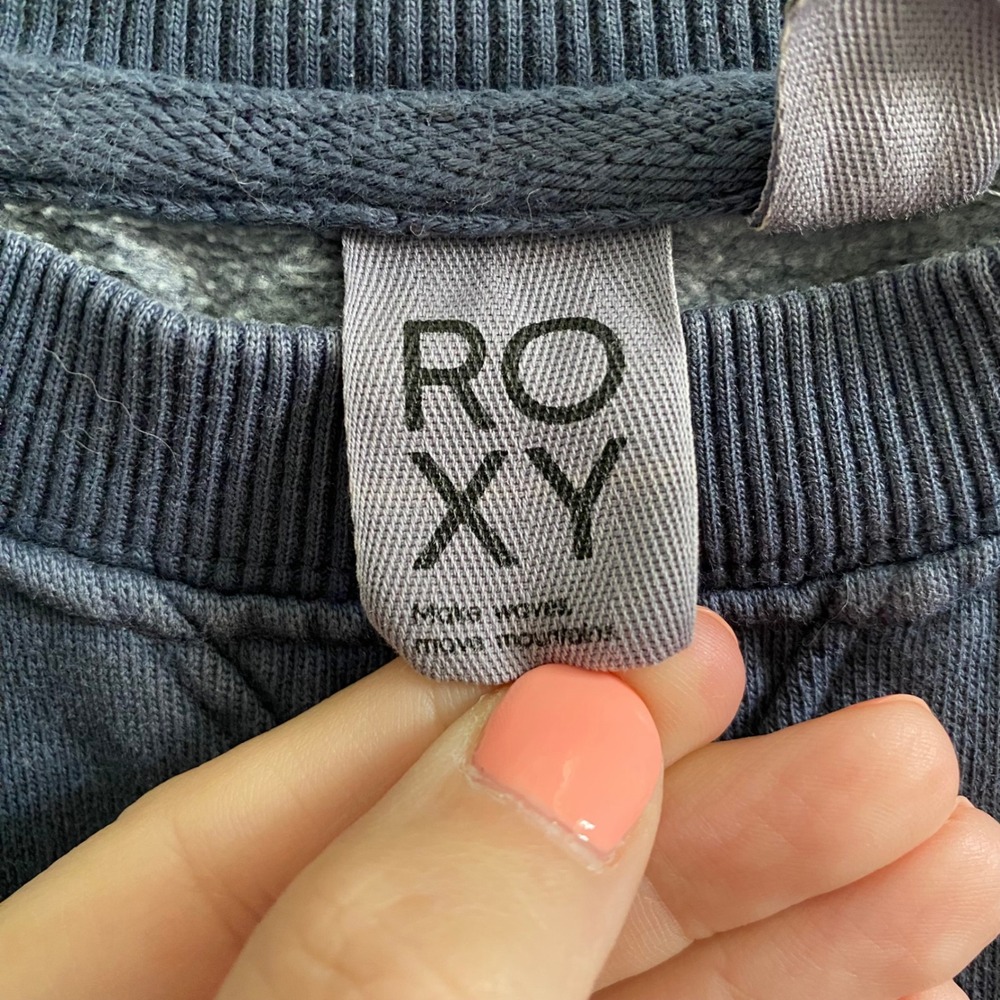 Roxy Waikiki Graphic Sweatshirt Navy Blue Crew Neck Pullover Large ARJFT04083 - Picture 4 of 9